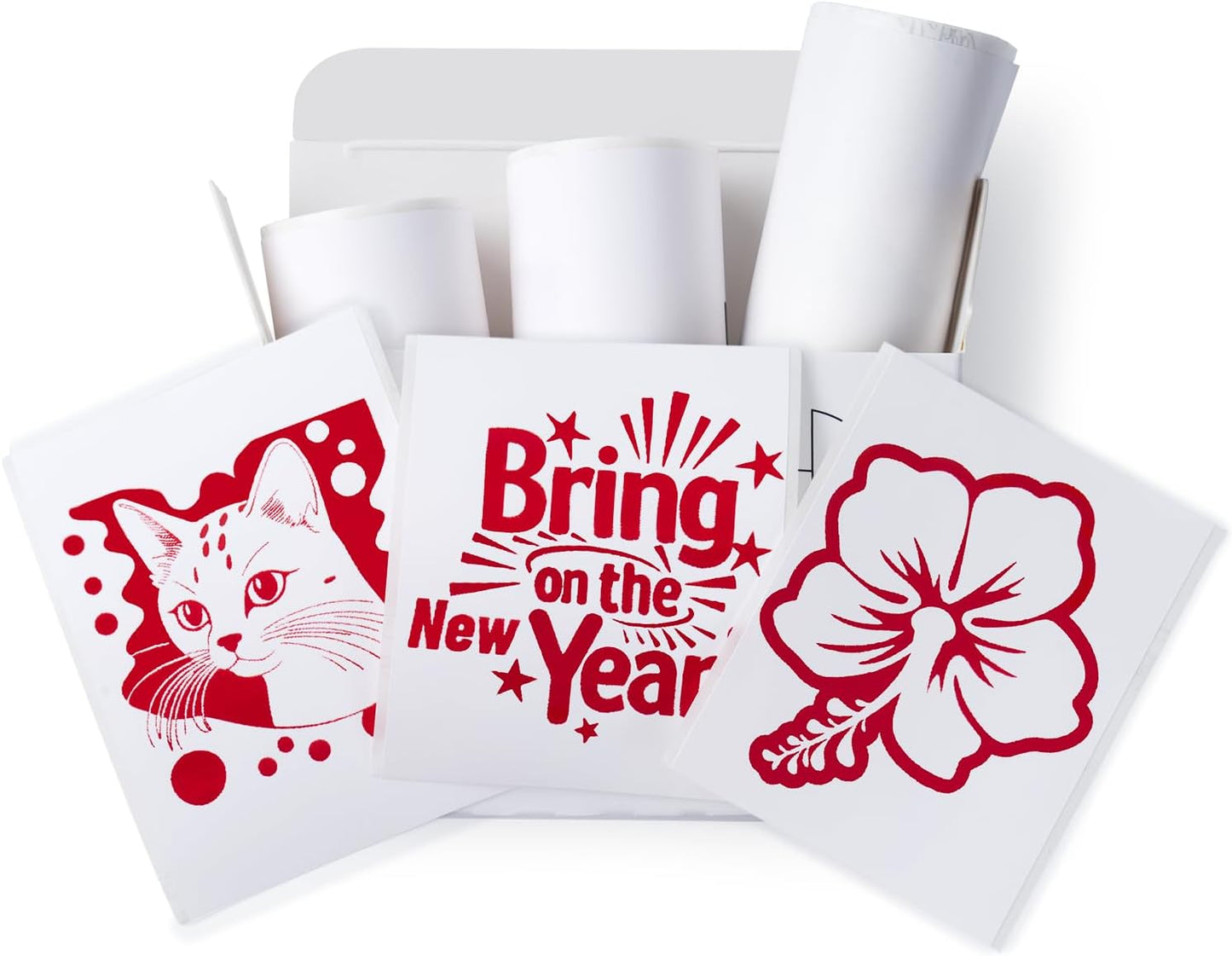Memoking T02 / M02X / M02L Red on White Thermal Paper Roll, T02 Mini Printer Sticker Paper, T02 Sticker Paper, T02 Mini Printer Paper, T02 Printer Paper Color, 2-Year Sticky 50mm x 3.5m, 3 Rolls