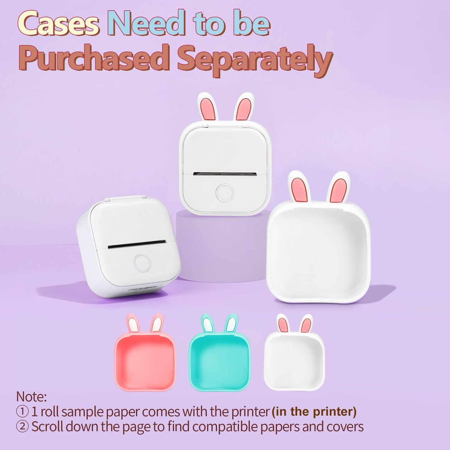 T02 Mini Printer - Bluetooth Inkless Instant Photo Printer, Small Thermal Pocket Sticker Printer, Portable Phone Picture Printer, for Kids Birthday, Children, White