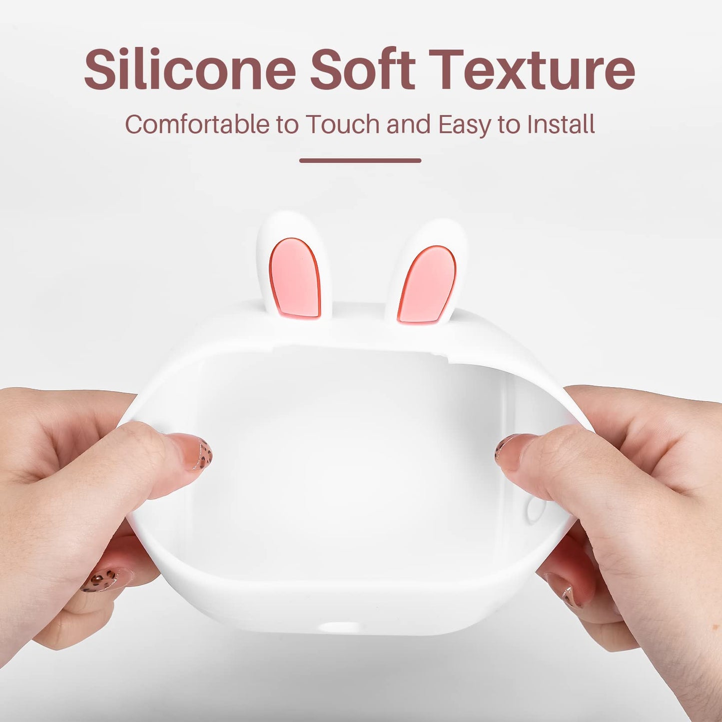 Memoking T02 Custodia protettiva a forma di orecchio di coniglio Custodia morbida per stampante in silicone, compatibile con T02 Mini stampante portatile senza fili Bluetooth, bianco