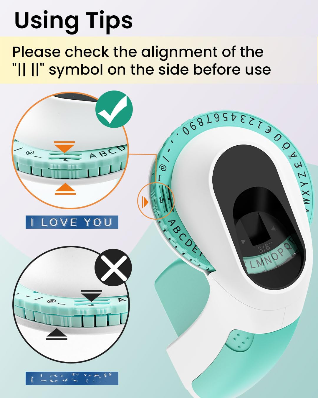 Memoking Embossing Label Maker Machine-E975 3D Label Maker Machine with 6 Rolls of 3/8''(9mm) Label, Handheld Embossing Label Maker, Lettering Embossed Label Maker for Home, Office and DIY (Green)