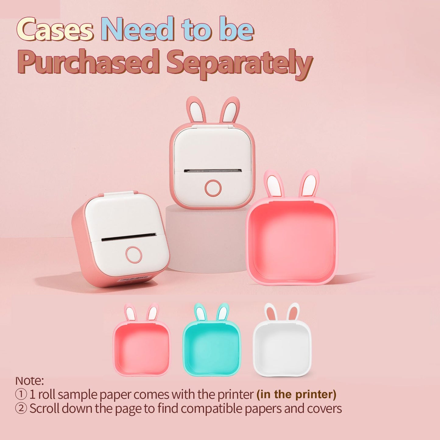 Mini Printer Sticker Maker - T02 Thermal Printer, Bluetooth Wireless Portable Phone Printer, Small Instant Pocket Printer, for Anatomy Picture, Children DIY, Pink