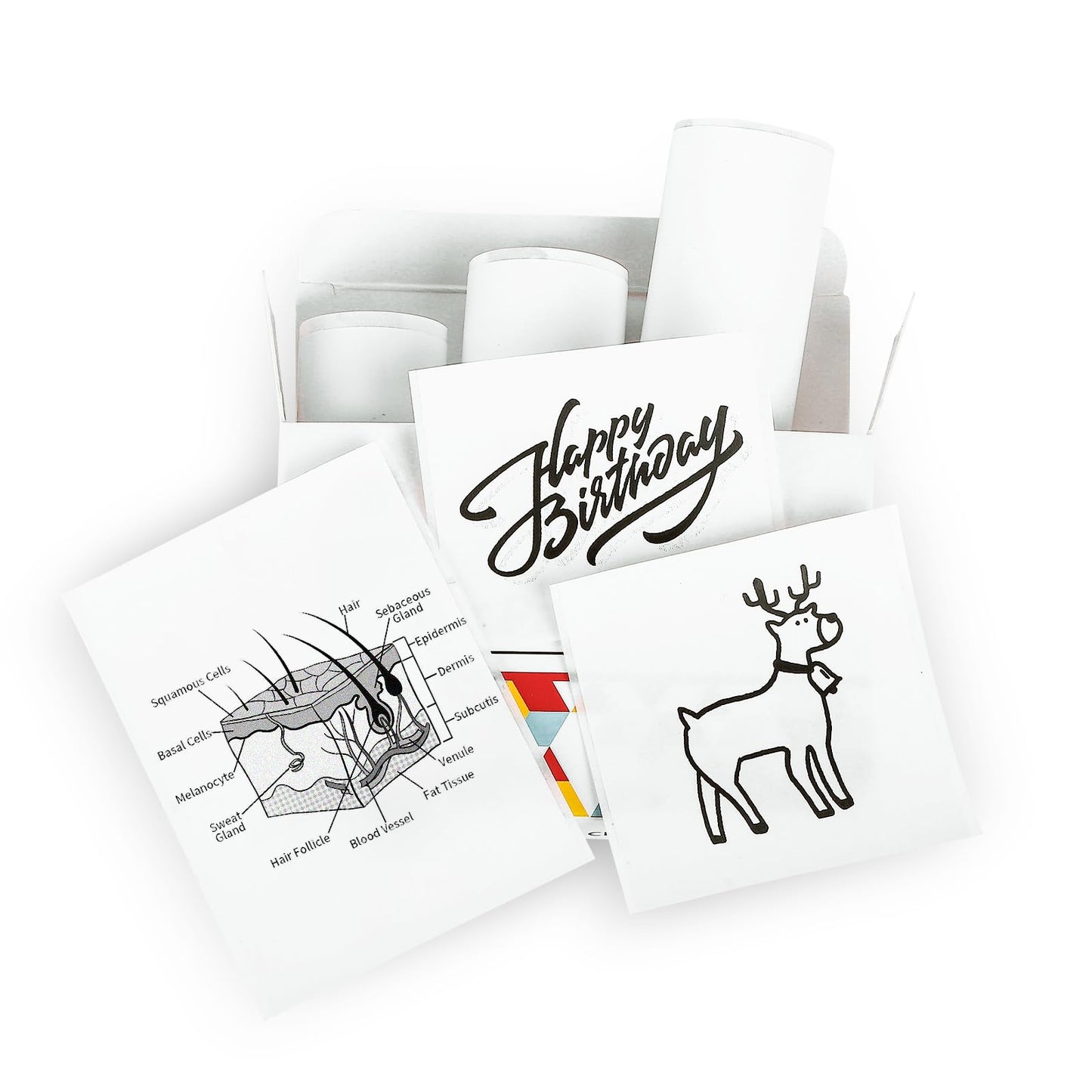 Memoking T02/M02X/M02L Papier Thermique Blanc-2 ans Collant 50mmx3,5m pour Journal Photo Textes Notes d'étude et plus, 3 Rouleaux.
