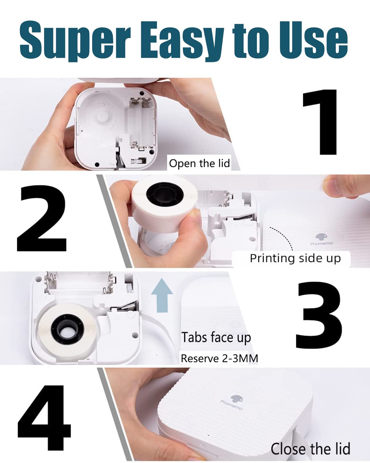 D30 Labels - Compatible with Phomemo D30 /D30S / Q30S / D35 Labels Maker Machine-0.47''x1.57''(12x40mm) - D30 Labels Tape for Home & Office Use - 3 Rolls,160 Labels/Roll,White
