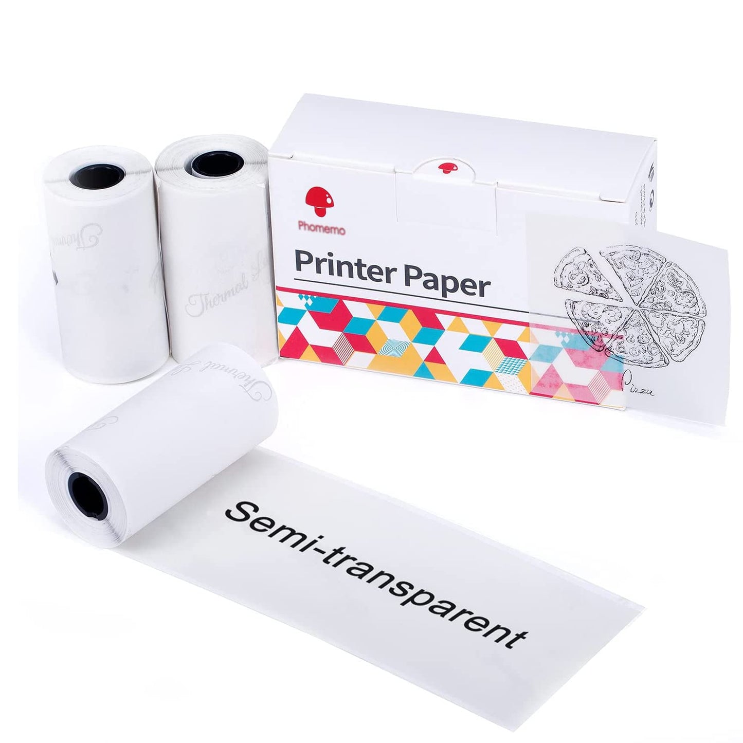 Memoking M02 Semi-Transparent Thermal Sticker Paper, Compatible with M02 M02S M02PRO M03 Mini Printer, Compatible with Phomemo Printer Paper M02 Sticker, 50mmx3.5m/Roll, 3Rolls