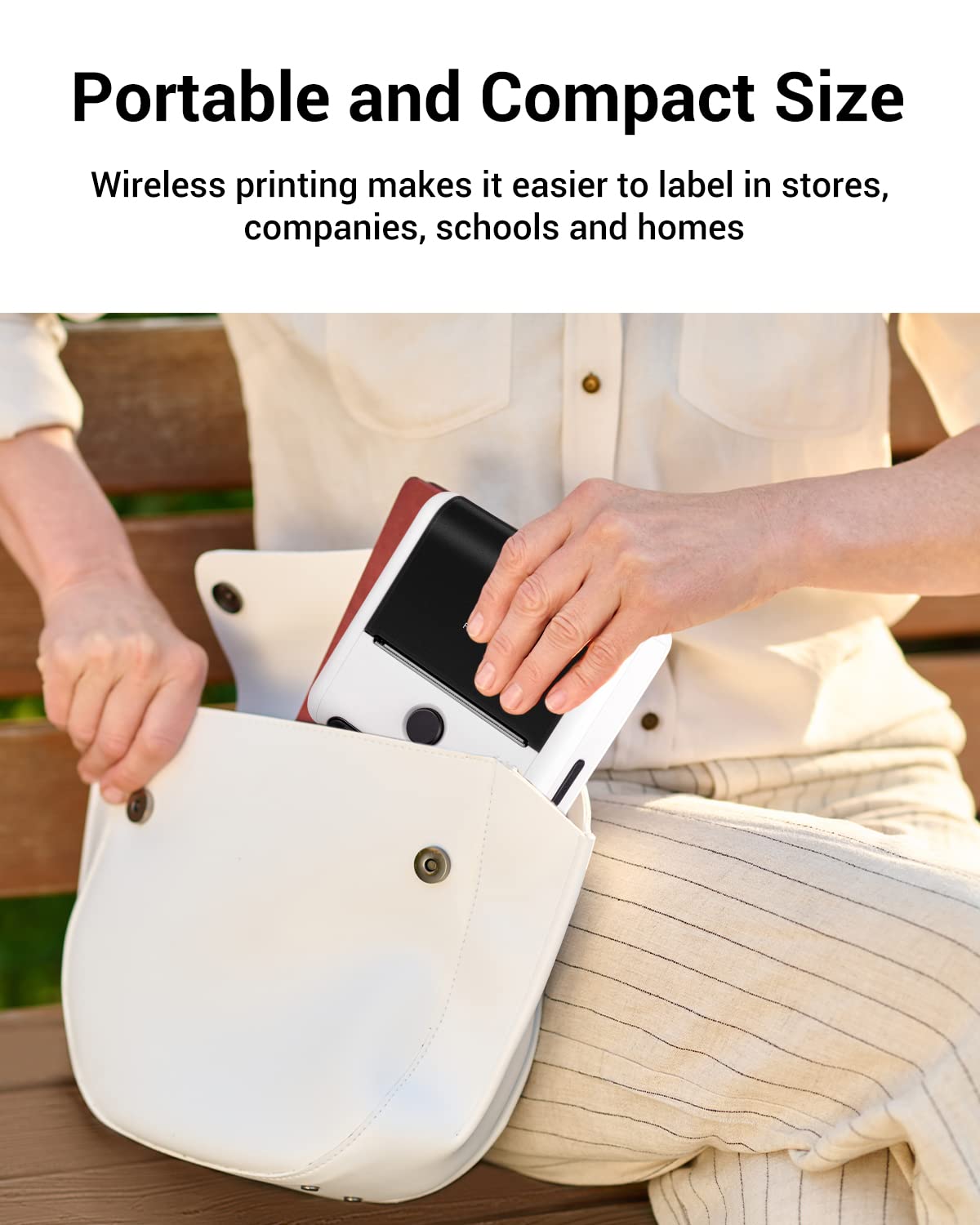 Memoking M200 imprimante d'étiquettes, étiqueteuse Thermique Portable pour Petites Entreprises, étiquettes de Prix, Codes-Barres de Produits, Compatible avec Les Smartphones et Les PC - Blanc