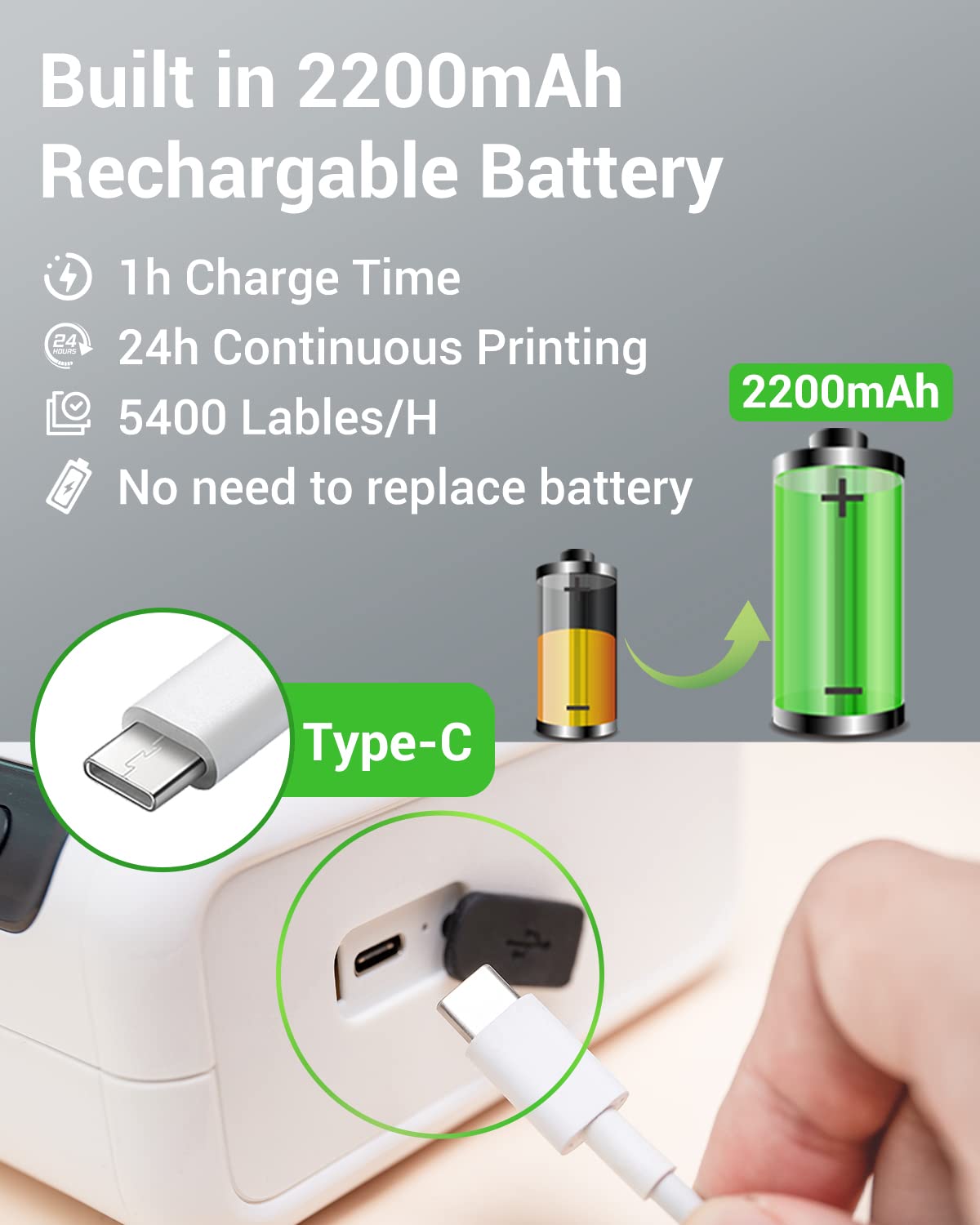Memoking M200 imprimante d'étiquettes, étiqueteuse Thermique Portable pour Petites Entreprises, étiquettes de Prix, Codes-Barres de Produits, Compatible avec Les Smartphones et Les PC - Blanc