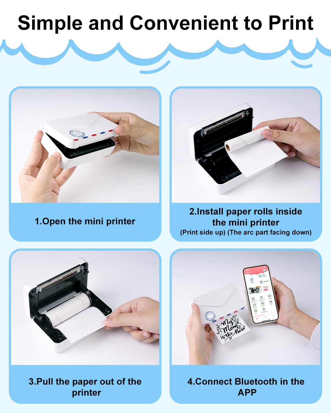 HD 80MM White Sticker Paper for M03 M03AS M04 Printer Paper, Black on White Thermal Paper, Memoking M03AS Paper Compatible with Phomemo Printer Paper M03-80mmx3.5m/Roll, 3 Rolls