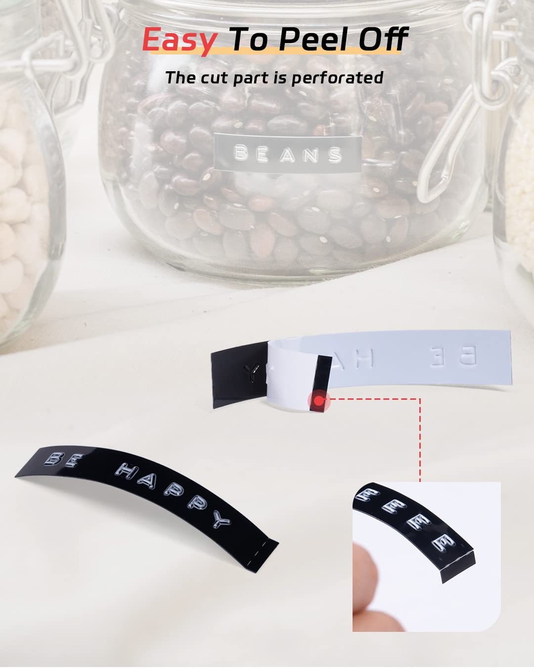 3D E975 Embossed Label Tape 3/8''(9mm) 3D Embossing Label Tape - Plastic Self-Adhesive Embossing Label, Compatible for Dymo Omega, DYMO Junior, DYMO Organizer Xpress Embossing Label Maker 5Pack