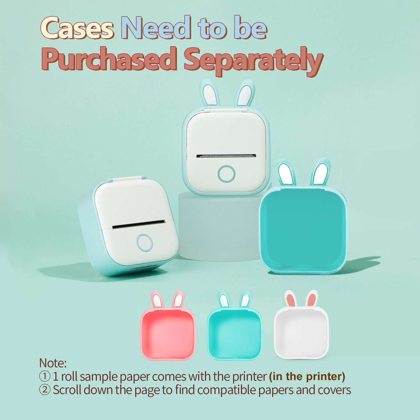 Sticker Printer - Mini Thermal Printer, T02 Sticker Maker Machine, Portable Bluetooth Pocket Phone Printer for Anatomy Flashcards, Journal, Photos, Notes, Kids Gift, Green