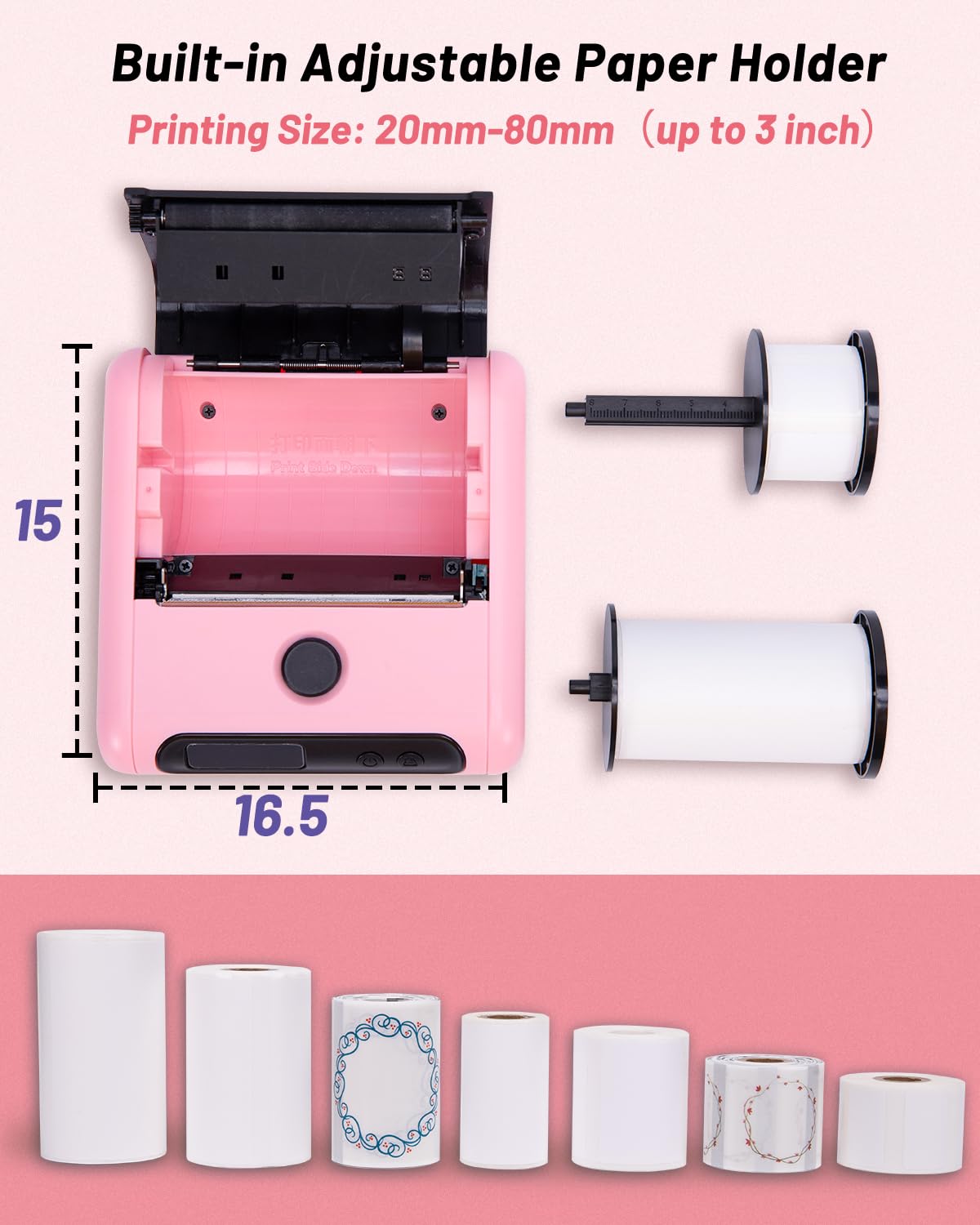 Memoking Portable Label maker, Label Printer for Small Business,Label Maker Machine with Tape for Jars,Candles,Address, Labeling, Mailing, LOGO&Product,Mini Sticker Printer for Phone & PC,Pink