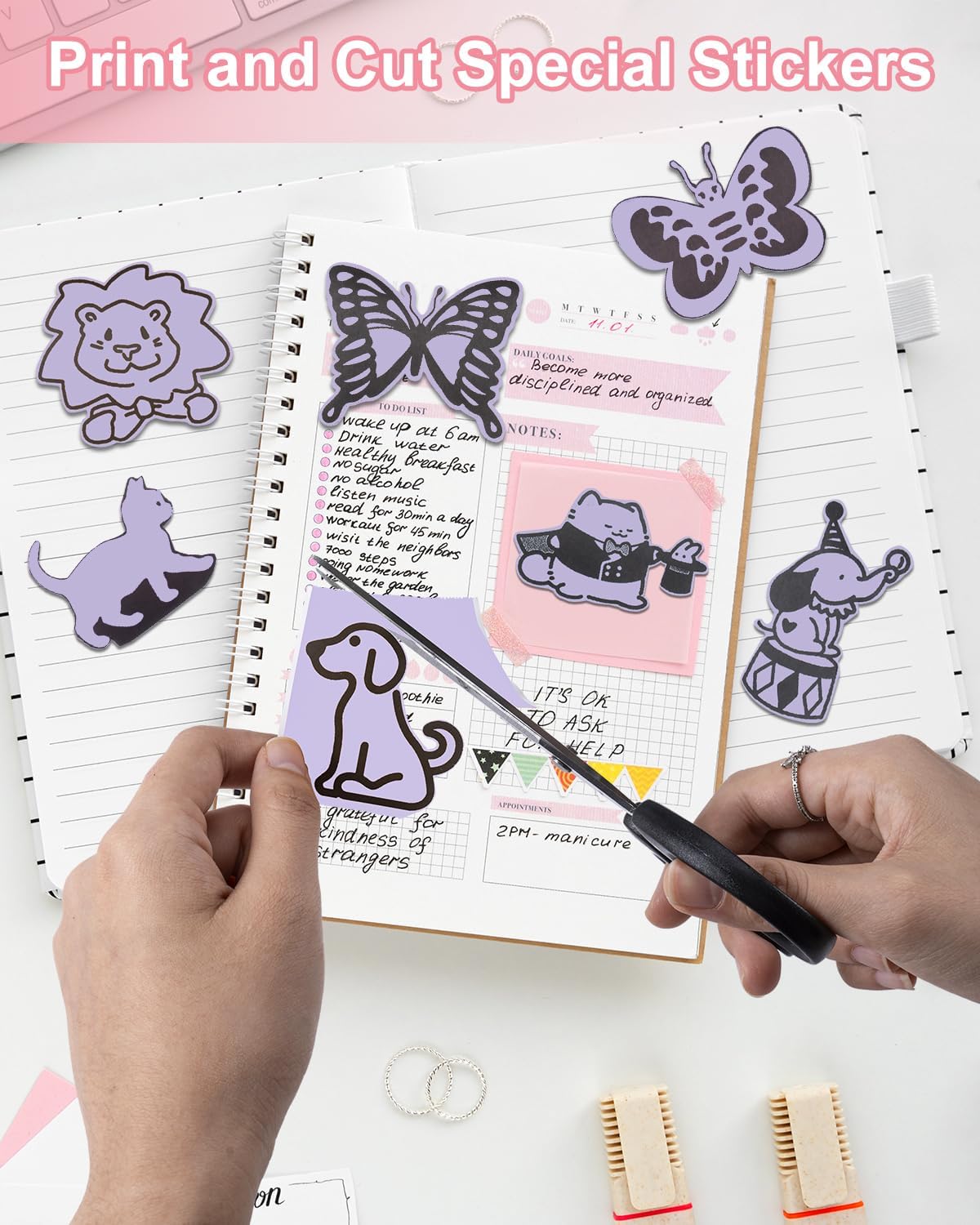 Memoking T02 / M02X / M02L Sticker Paper - Purple Sticky T02 Mini Printer Sticker Paper Refill, 50 mm x 3.5 m, Keep for 20 yrs, for Journal Photo Study Notes, 3 Rolls