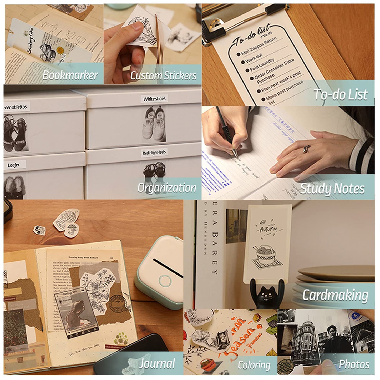 Memoking T02/M02X/M02L Papier Thermique Blanc-2 ans Collant 50mmx3,5m pour Journal Photo Textes Notes d'étude et plus, 3 Rouleaux.