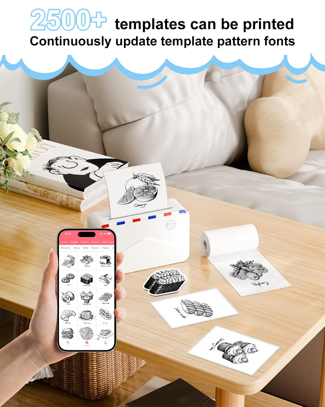 HD 80MM White Sticker Paper for M03 M03AS M04 Printer Paper, Black on White Thermal Paper, Memoking M03AS Paper Compatible with Phomemo Printer Paper M03-80mmx3.5m/Roll, 3 Rolls