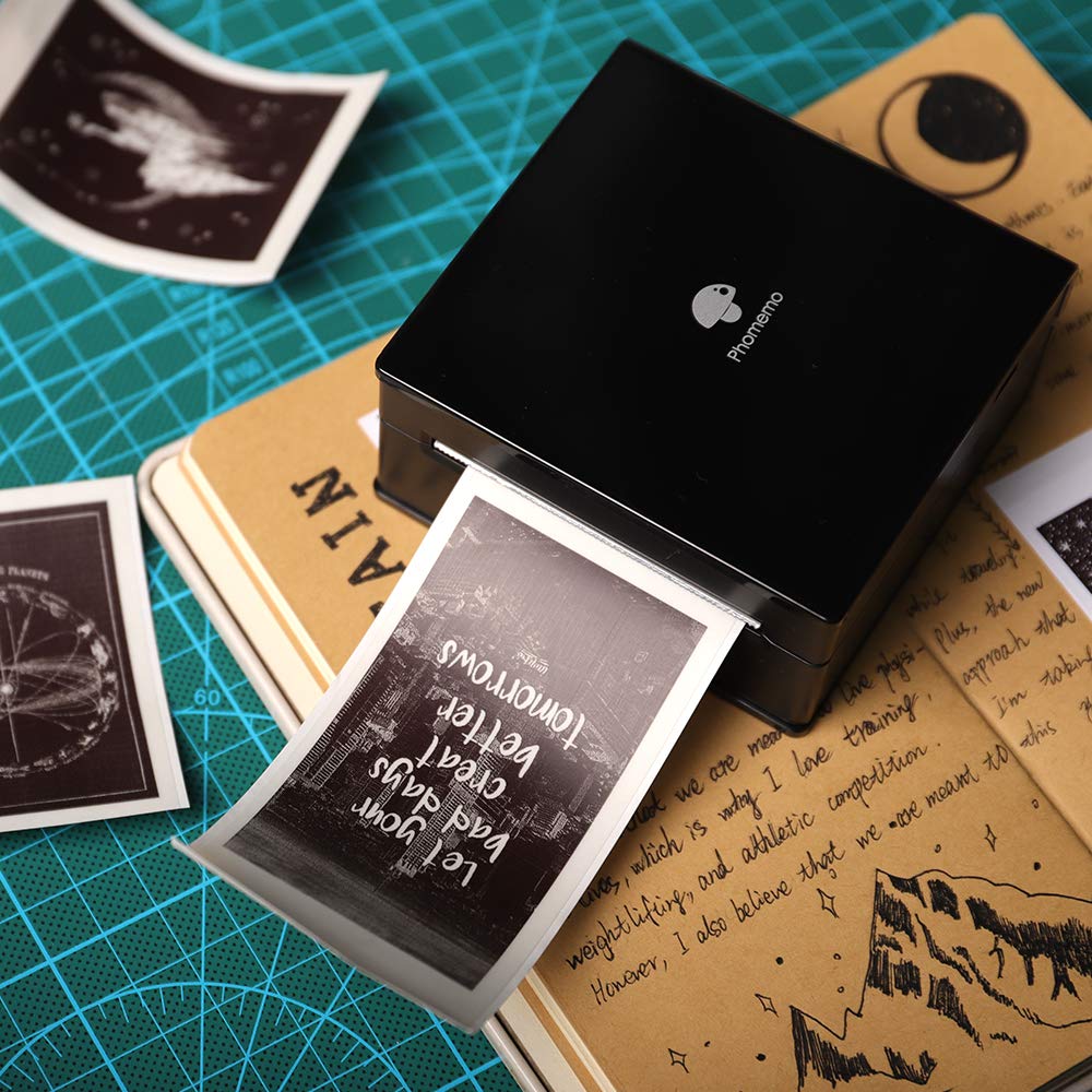 ミニプリンター Memoking M02 ミニプリンター スマホ対応 203dpi 白黒写真サーマルプリンター ポータブルサーマルプリンター 感熱プリンター シールプリンター スマホ Bluetooth接続 スマホ適用 白黒写真/写真/手帳/領収書/整理と収納/付箋に使用できます 感熱紙のロールが付属しています