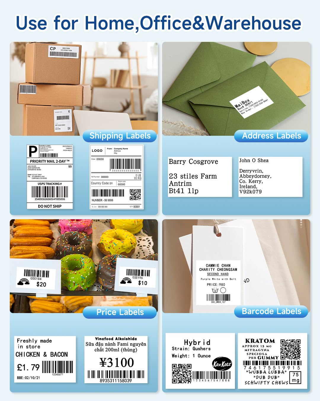 Memoking DHL Etikettendrucker Bluetooth, Thermodrucker 4x6 Versandetiketten Drucker für Barcode, Amazon, Etsy, Shopify, DHL, FedEx, Royal Mail, 249BT Thermodrucker Für Haushalte & kleine Unternehmen