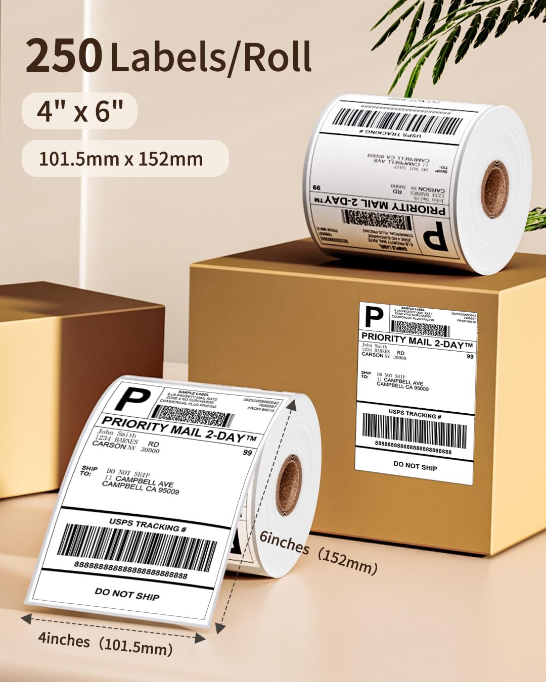 Memoking 4x6 Thermal Shipping Labels, 250 Pics for Thermal Label Printer, Suitable for Etsy, Shopify, Ebay, Amazon, Royal Mail, FedEx, UPS, Compatible with Rollo, Polono, Jadens, Nelko, ASprink