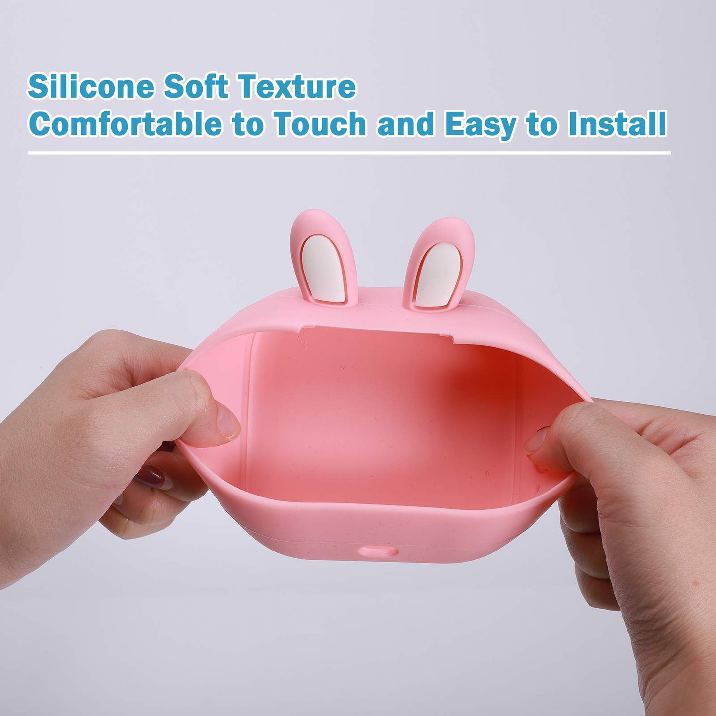 Memoking T02 Funda Protectora - Orejas de Conejo Funda de Silicona Suave sin BPA, Compatible con T02 Mini Impresora de Bolsillo Portátil Inalámbrica con Bluetooth, Rosa