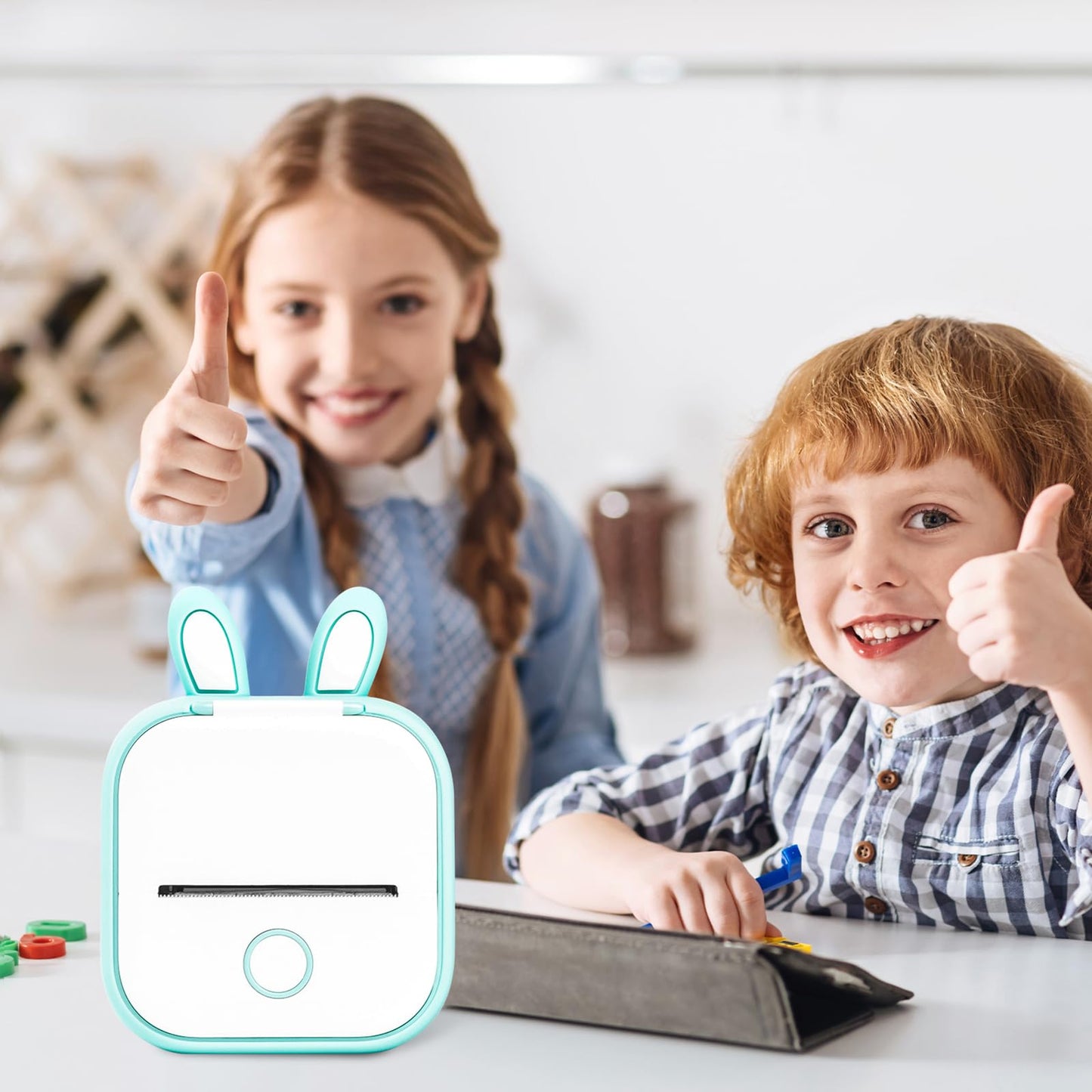 Memoking T02 Funda Protectora-Orejas de Conejito Linda Funda de Silicona sin BPA para Impresora, Compatible con T02 Mini Impresora Portátil de Bolsillo Inalámbrica con Bluetooth, Verde