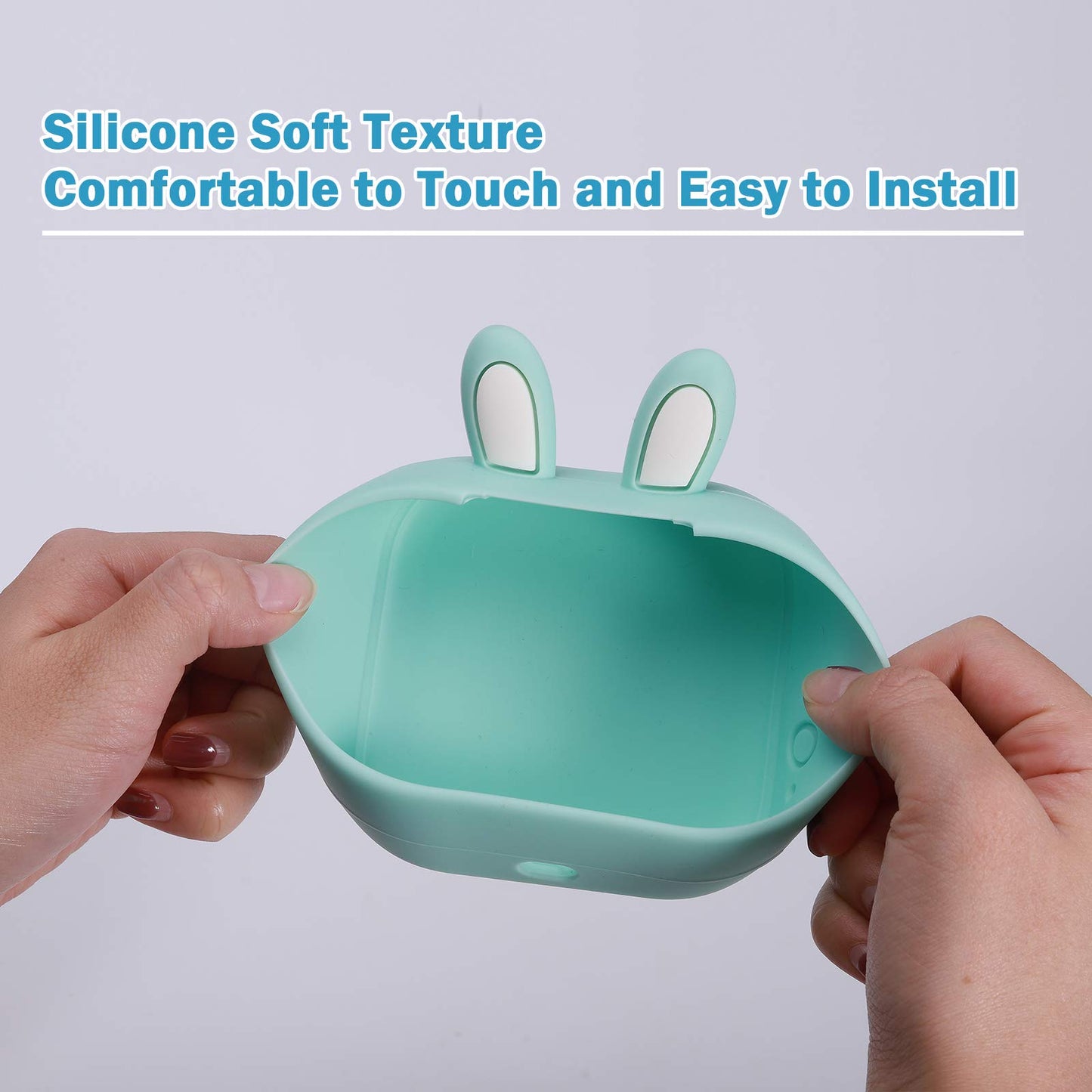Memoking T02 Funda Protectora-Orejas de Conejito Linda Funda de Silicona sin BPA para Impresora, Compatible con T02 Mini Impresora Portátil de Bolsillo Inalámbrica con Bluetooth, Verde