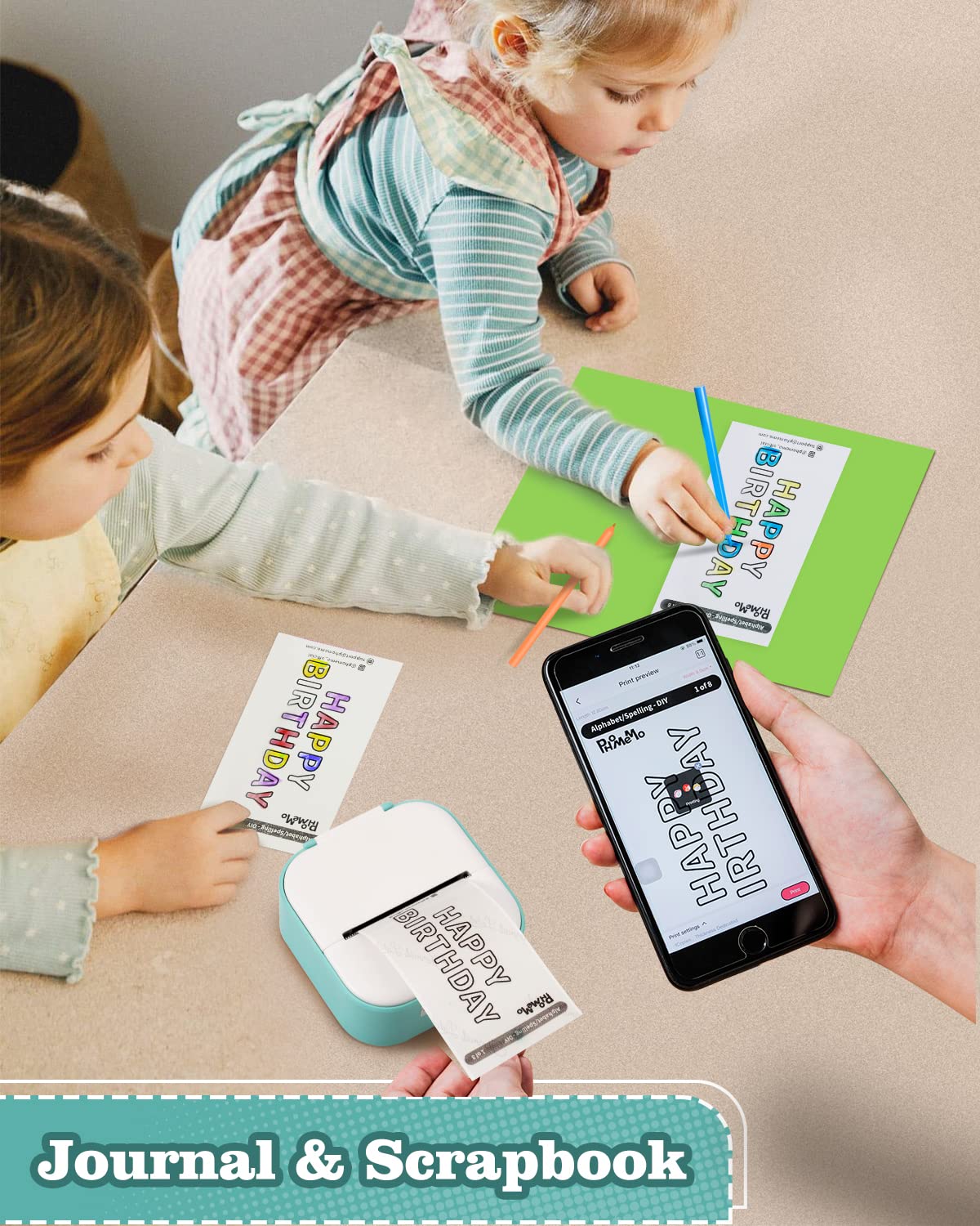 Mini Printer - Sticker Printer T02 Portable Thermal Printer Inkless Sticker Maker Machine Pocket Bluetooth Receipt Printers Phone Printer for Learning, Study Notes, Anatomical Diagram, Photos, Journal