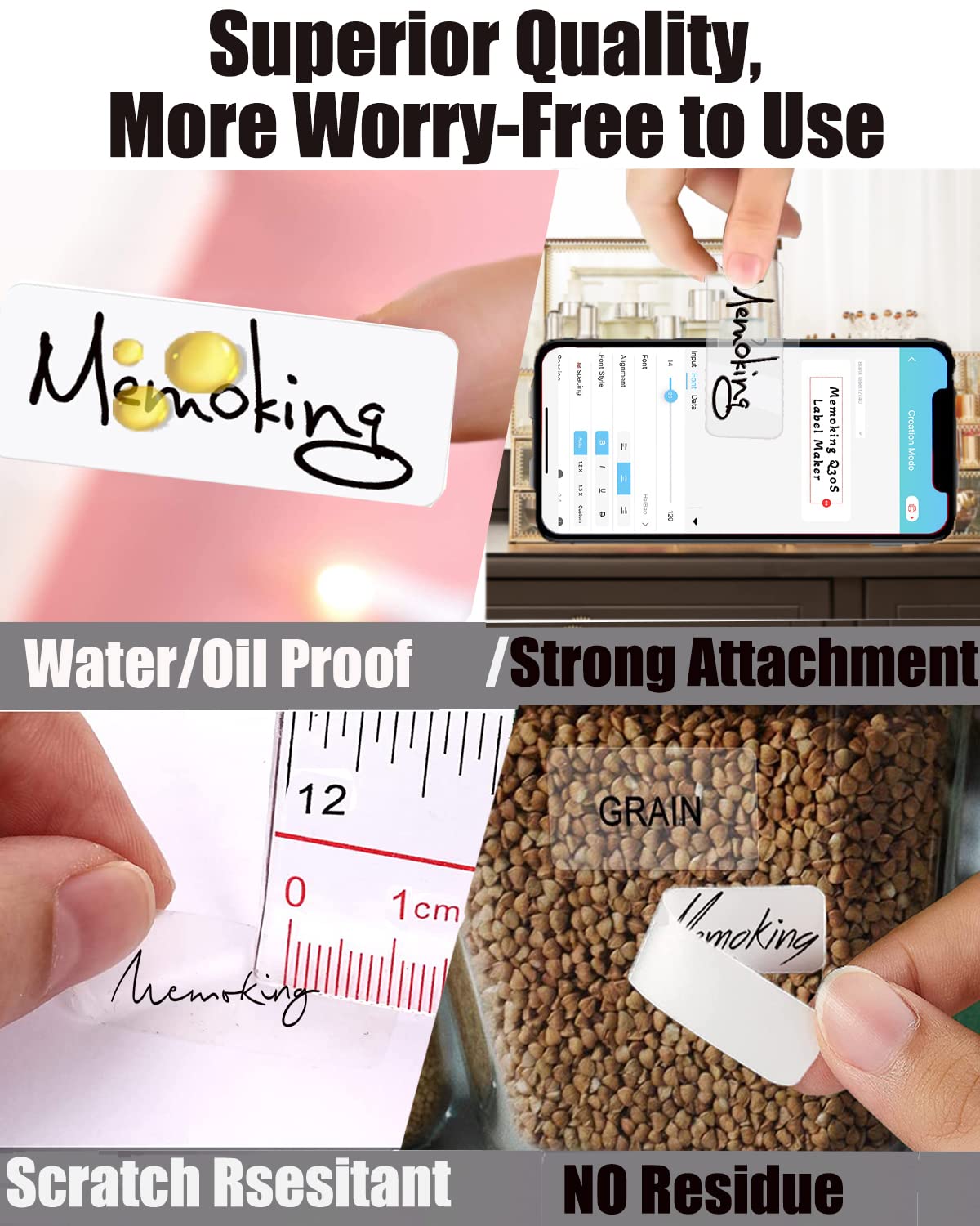 D30 Labels - Compatible with Phomemo D30 /D30S / Q30S / D35 Labels Maker Machine-0.47''x1.57''(12x40mm) - D30 Labels Tape for Home & Office Use - 3 Rolls,160 Labels/Roll,White