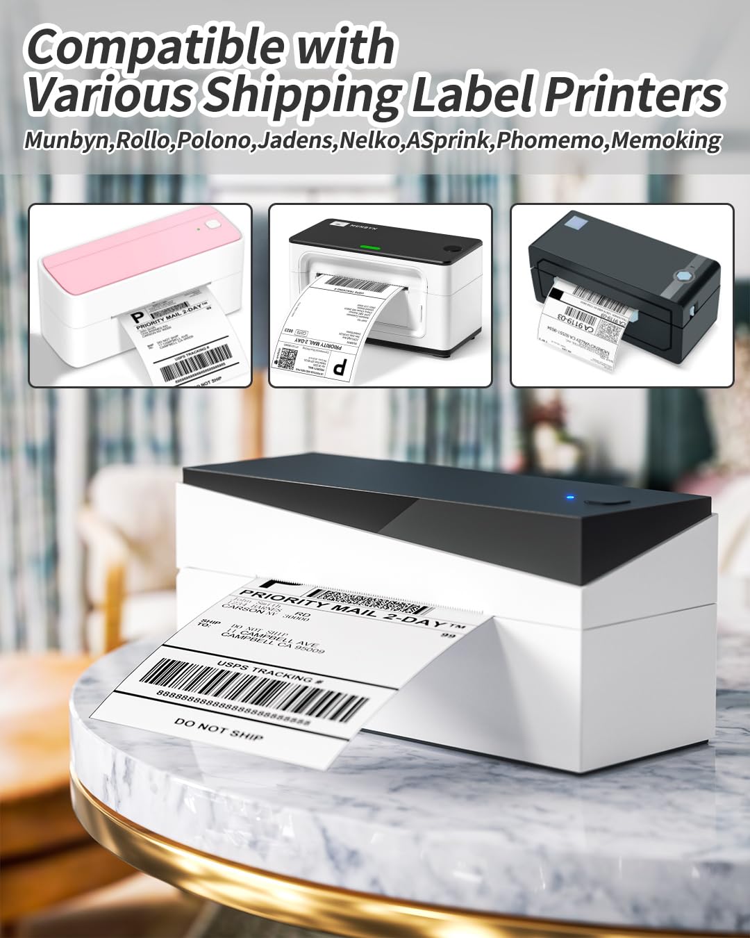 Memoking 4x6 Thermal Shipping Labels, 500 PCS Direct Shipping Thermal Label, Compatible with Etsy, Shopify, Ebay, Amazon, Royal Mail, FedEx, Compatible with Munbyn, Rollo, Polono, Jadens