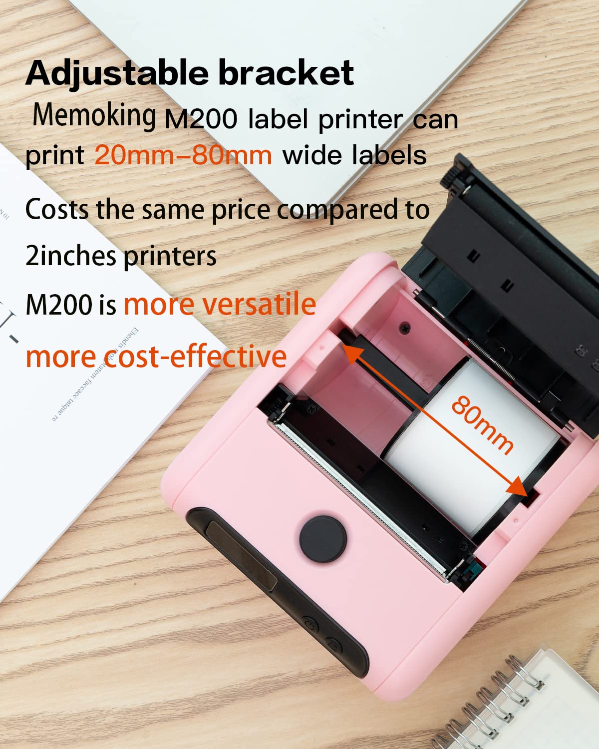 Memoking Portable Label maker, Label Printer for Small Business,Label Maker Machine with Tape for Jars,Candles,Address, Labeling, Mailing, LOGO&Product,Mini Sticker Printer for Phone & PC,Pink