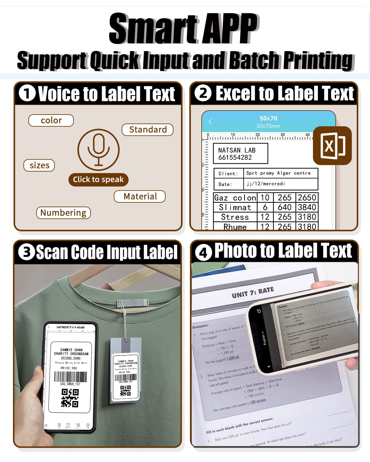 Portable Label Maker 1Roll - 3'' Bluetooth Thermal Label Printer for Labeling Products - M200 Barcode Printer and Scanner for Phone&Pad&PC, Wireless Label Makers for Labels/Photo/Logo
