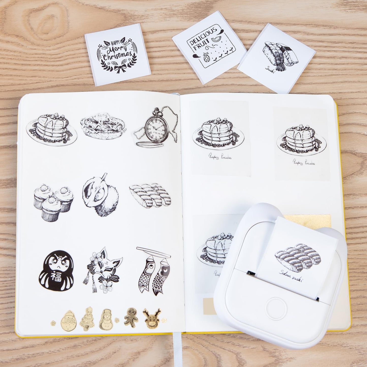 Memoking T02/M02X/M02L Papier Thermique Blanc-2 ans Collant 50mmx3,5m pour Journal Photo Textes Notes d'étude et plus, 3 Rouleaux.