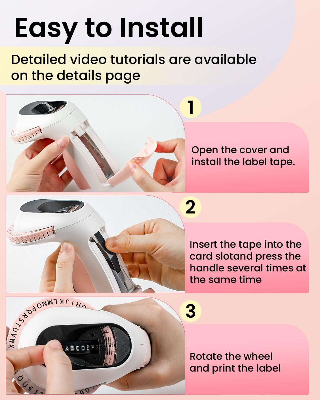 Memoking Embossed Label Maker Machine-E975 3D Embossing Label Makers with 6 Rolls Label Emboss, Handheld Vintage Embosser, Lettering Embossing Label Maker for Home, Kitchen, Gift, Organization (Pink)