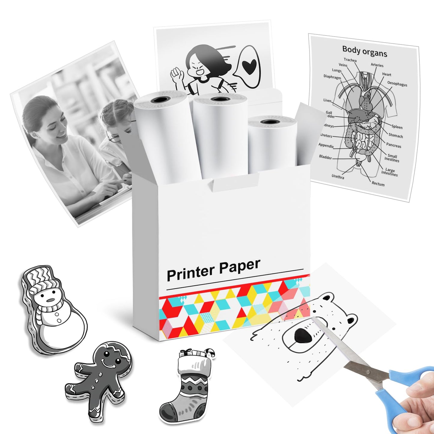 Transparent Thermal Sticker Paper, 80mmx3.5m/Roll, Compatible with M04AS M04S M03S M03AS Mini Printer, Memoking Clear Sticker Paper Compatible with Phomemo Printer Paper, 3 Rolls