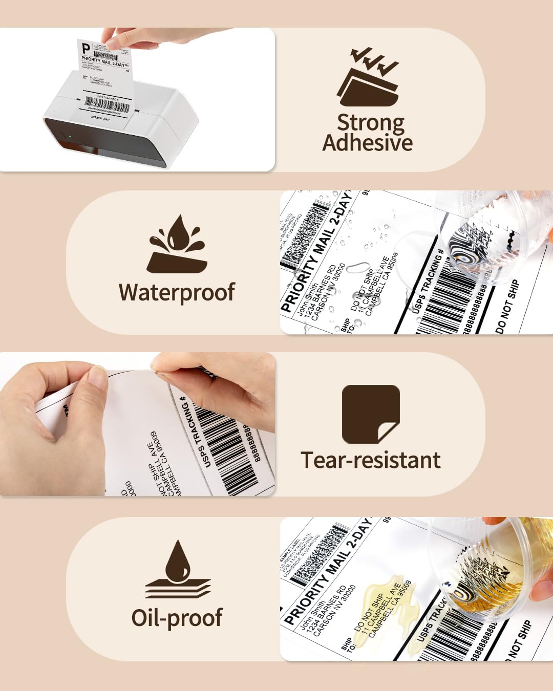 Memoking 4x6 Thermal Shipping Labels, 250 Pics for Thermal Label Printer, Suitable for Etsy, Shopify, Ebay, Amazon, Royal Mail, FedEx, UPS, Compatible with Rollo, Polono, Jadens, Nelko, ASprink