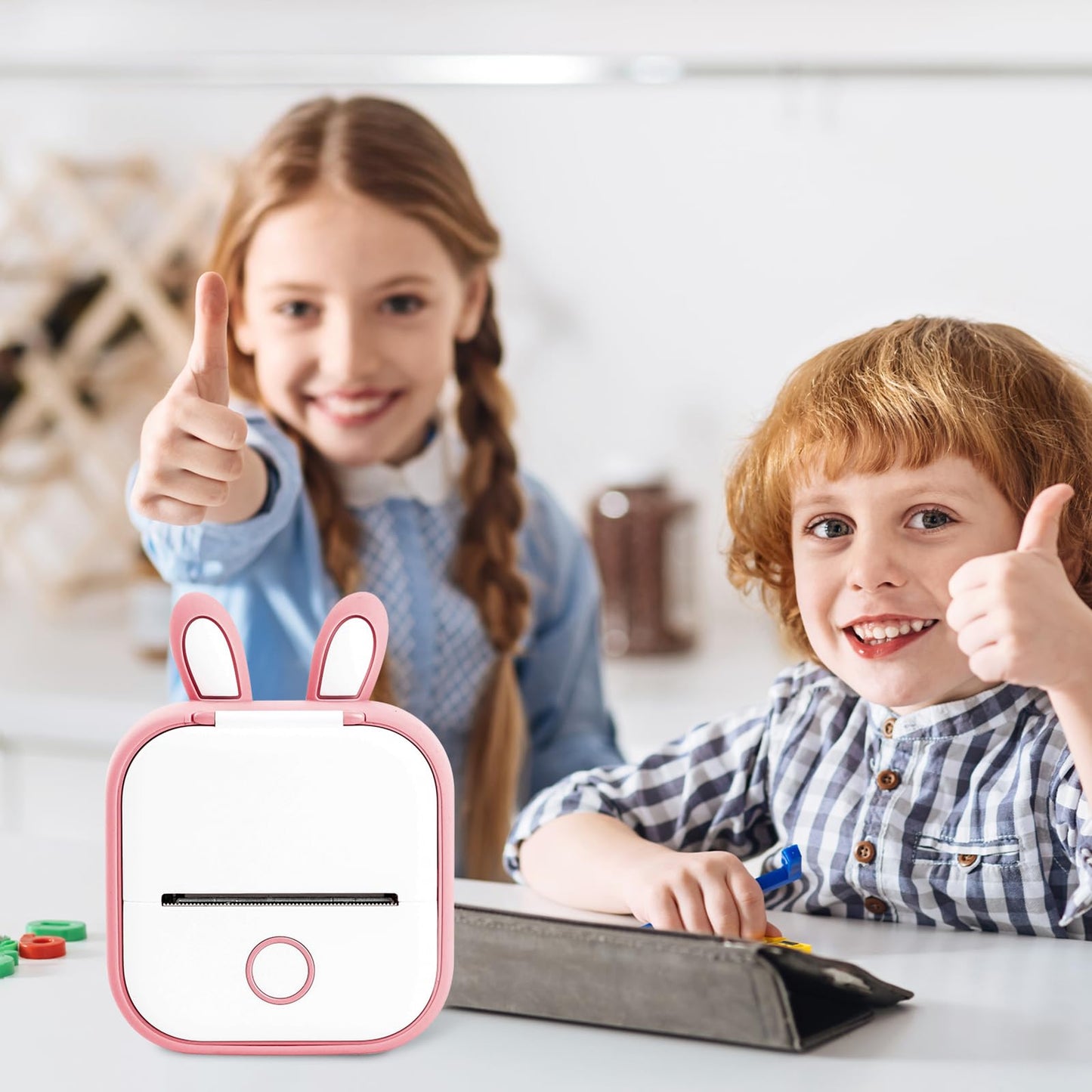 Memoking T02 Protective Rabbit Ear Shape Soft Silicone BPA Free, Cute Design Printer Cover, Compatible with T02 Mini Bluetooth Wireless Portable Mobile Pocket Printer, Pink