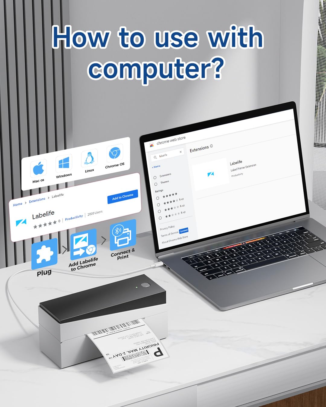 Memoking DHL Etikettendrucker Bluetooth, Thermodrucker 4x6 Versandetiketten Drucker für Barcode, Amazon, Etsy, Shopify, DHL, FedEx, Royal Mail, 249BT Thermodrucker Für Haushalte & kleine Unternehmen
