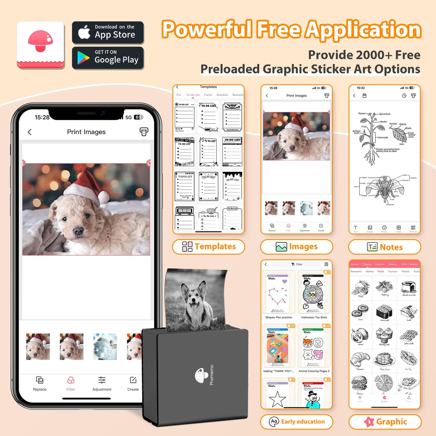 Memoking Thermal Mini Printer - M02 Photo Printer with Tape 1 Roll - 2'' Inkless Pocket Printer for Phone & Pad, Fun Gift for Teens, Notes Buddy Sticker Maker Machine for Photos,Memo,DIY,Journal