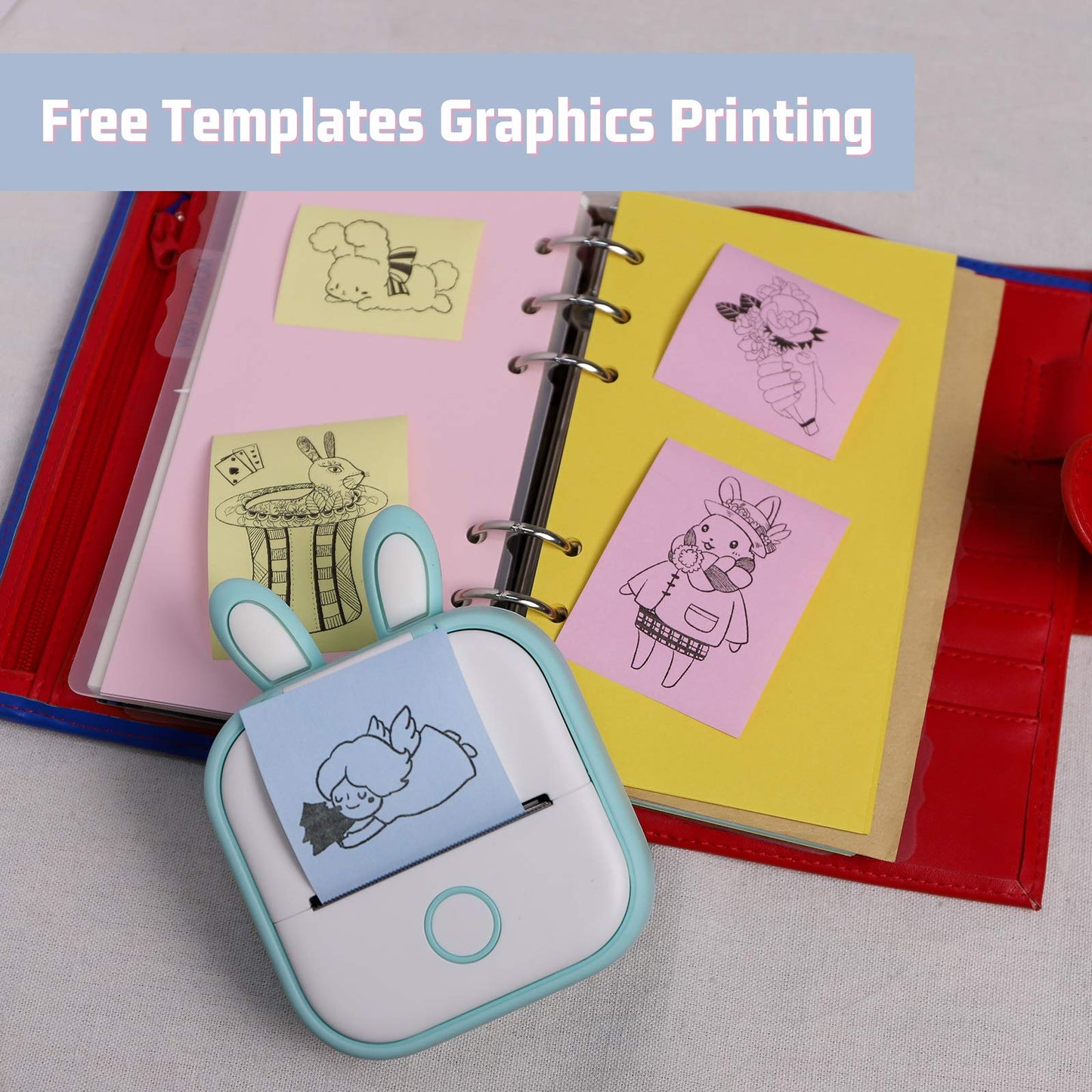Memoking T02/M02X/M02L roze/geel/blauw thermisch papier - 5 jaar niet plakkerig 53mmx6,5m voor journaal, fototeksten, studienotities en meer, 3 rollen
