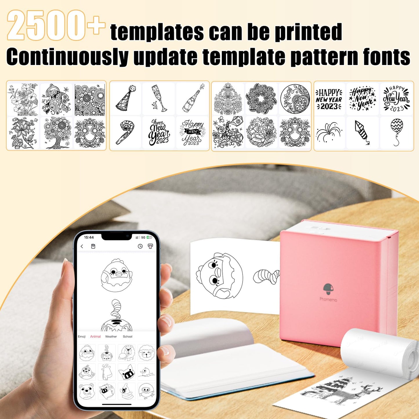 White Thermal Paper, Non-Sticky M02 Paper for T02 M02 M02S M02Pro M03 M04AS Mini Printer, 53mm x 6.5m/Roll, 3 Rolls, Memoking Paper Compatible with Phomemo Printer Paper, Keep for 10 Years