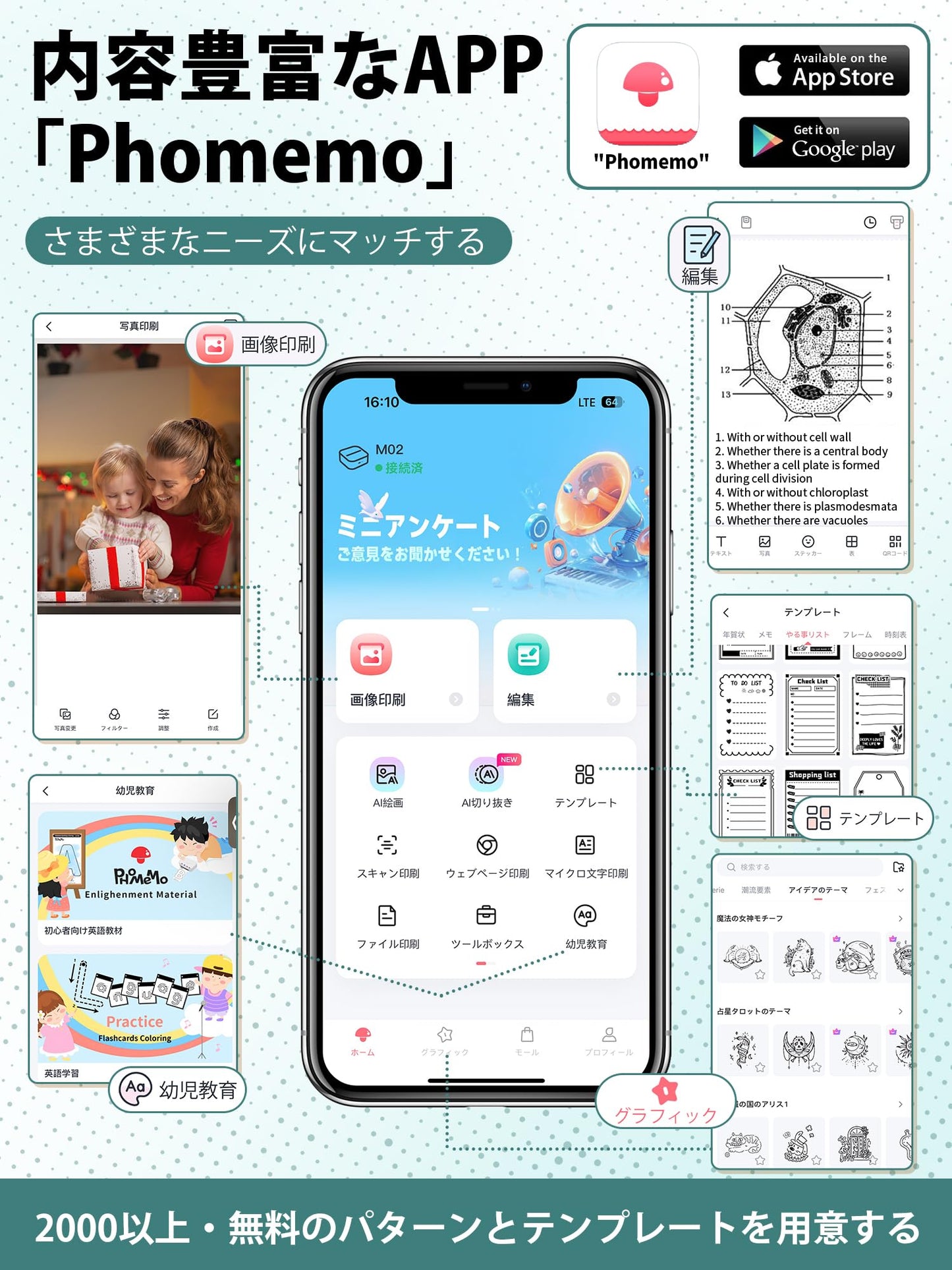 サーマルプリンター M02 ミニプリンター Memoking スマホ対応 モバイルプリンター 感熱プリンター メモプリンター コンパクトプリンター フォトプリンター Bluetooth接続 学習ノート/はがき/写真アルバム/手帳/メモ/買い物リストに使用 専用アプリ 日本語対応 3本ロール状の感熱紙が付属 フォメモ グーリン
