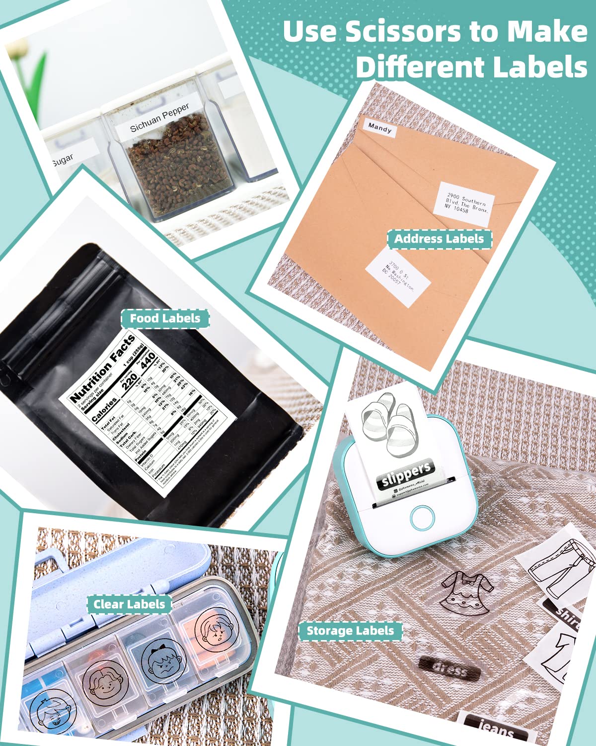 Mini Printer - Sticker Printer T02 Portable Thermal Printer Inkless Sticker Maker Machine Pocket Bluetooth Receipt Printers Phone Printer for Learning, Study Notes, Anatomical Diagram, Photos, Journal