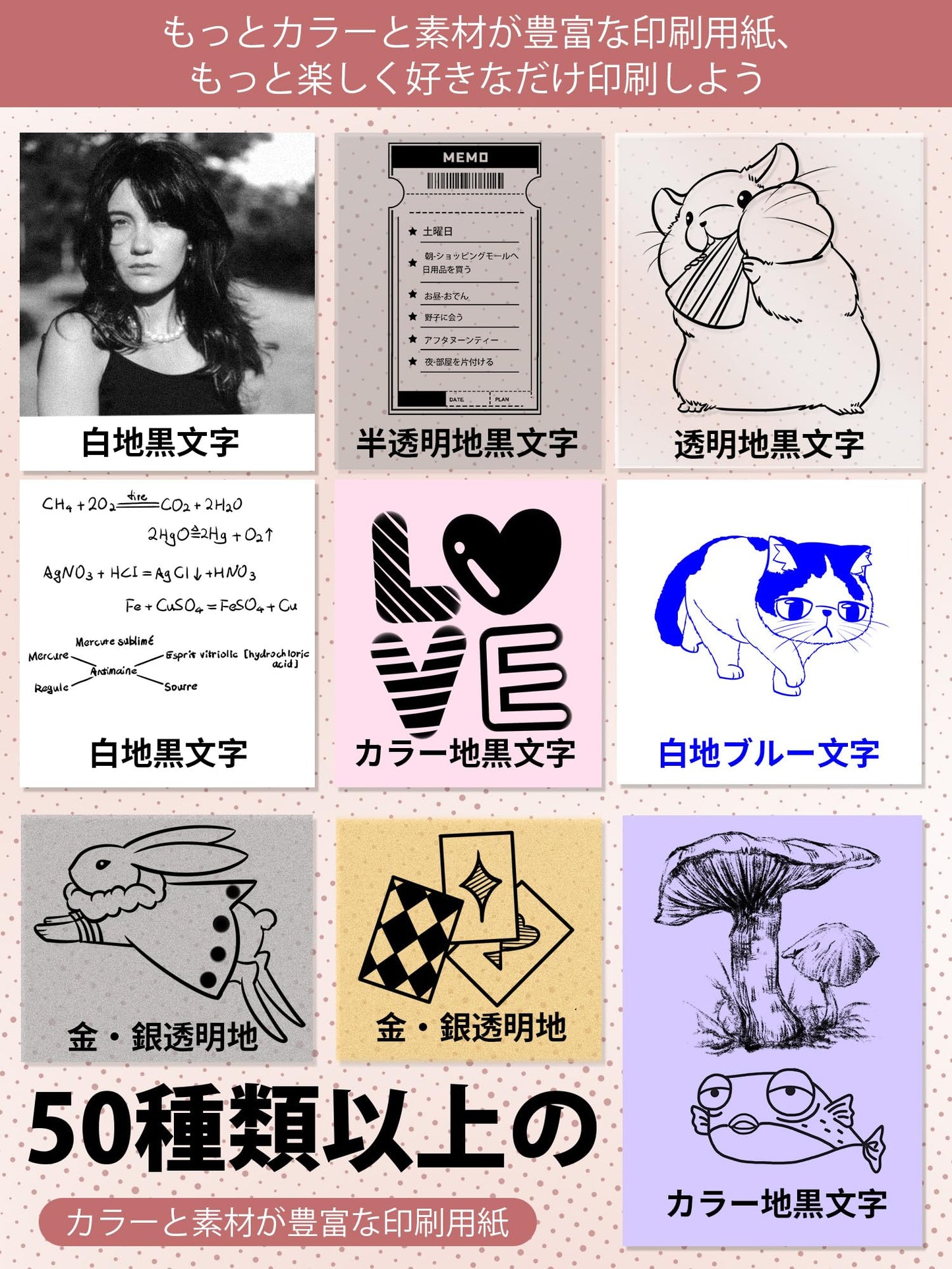 サーマルプリンター M02 ミニプリンター Memoking スマホ対応 モバイルプリンター 感熱プリンター メモプリンター コンパクトプリンター フォトプリンター Bluetooth接続 学習ノート/はがき/写真アルバム/手帳/メモ/買い物リストに使用 専用アプリ 日本語対応 3本ロール状の感熱紙が付属 フォメモ ピンク