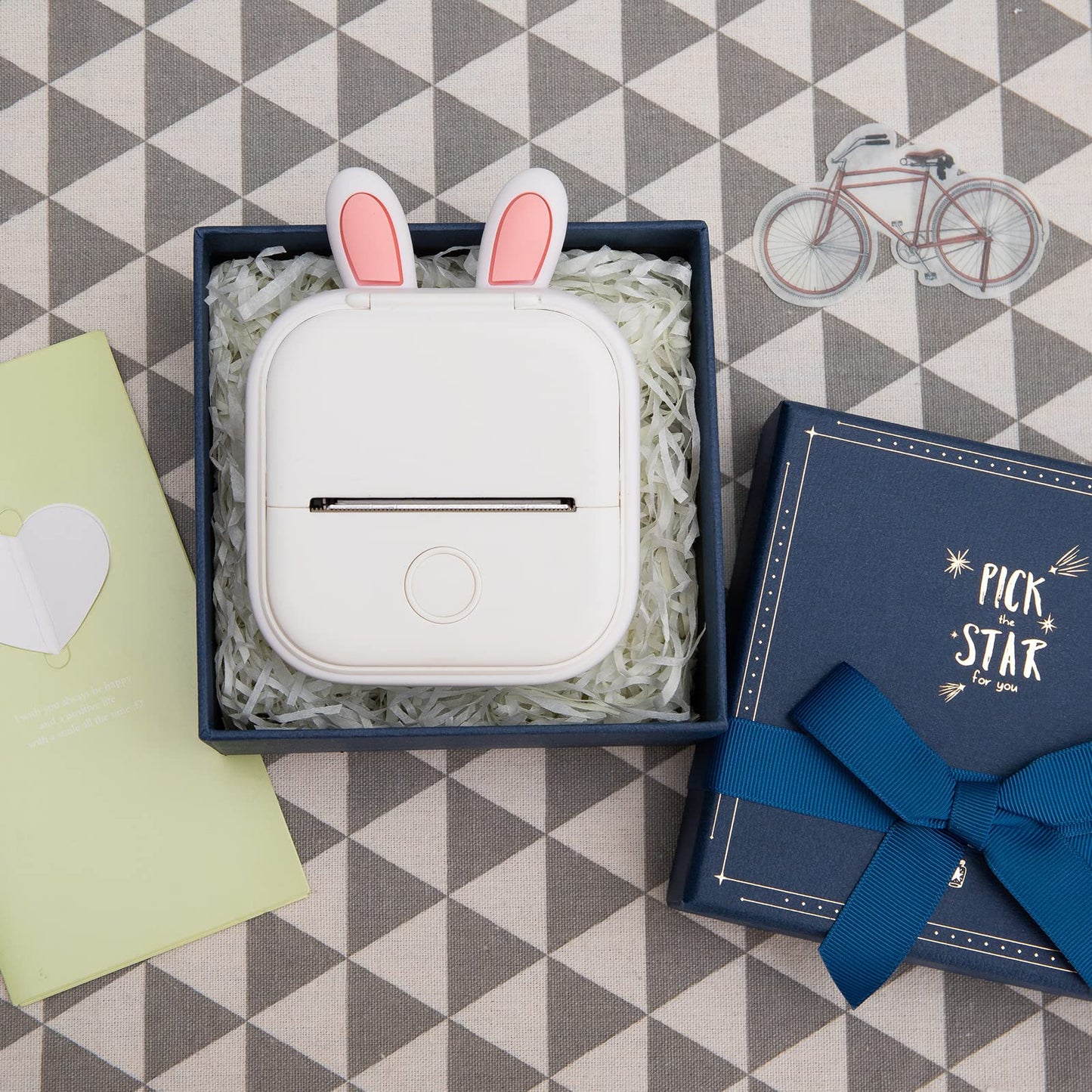 Memoking T02 Schutzhüllen-Häschenohren-Form Weißes Silikon BPA-freies Niedliches Design Druckergehäuse, kompatibel mit T02 Mini Bluetooth Wireless Portable Mobile Pocket Printer, Weiß