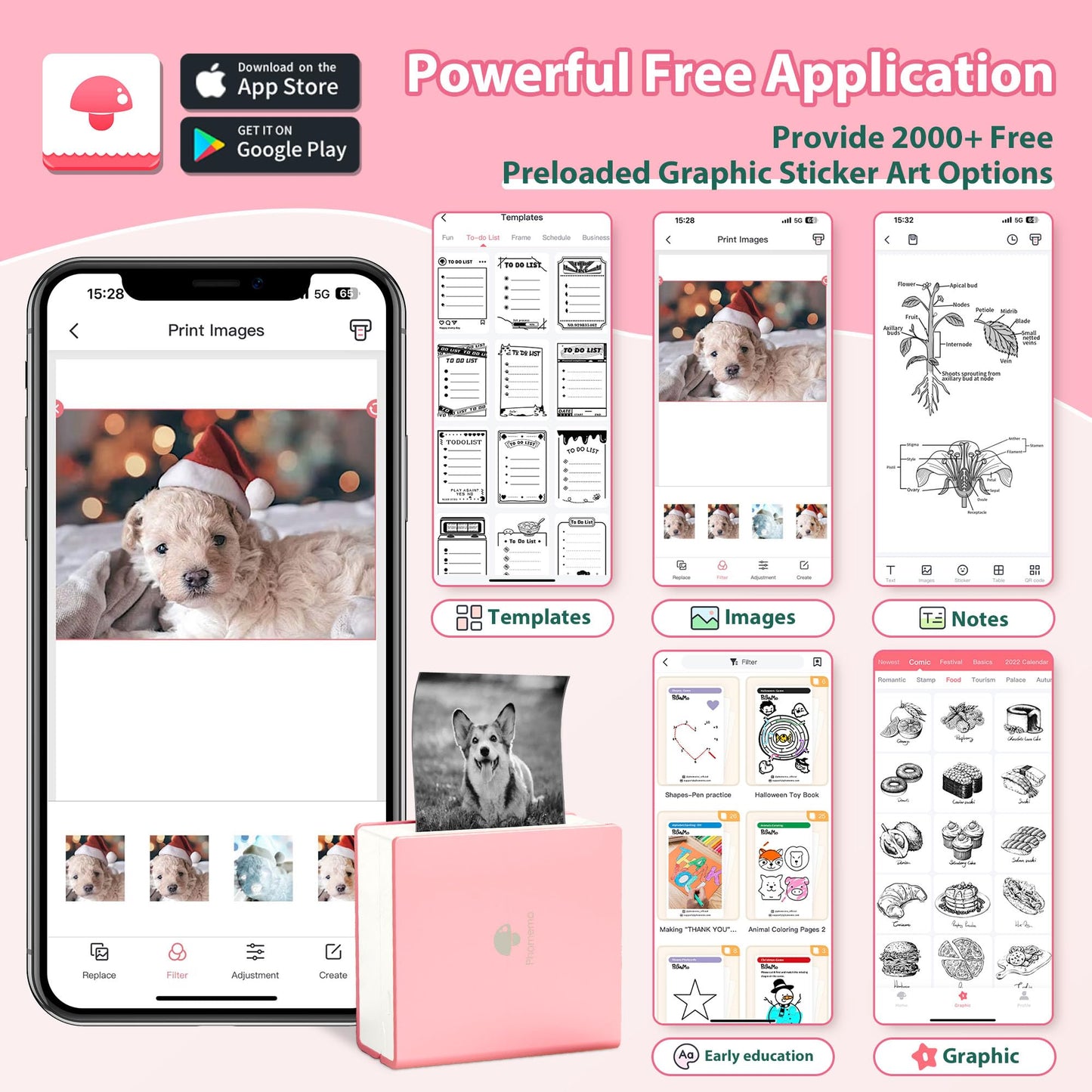 Memoking Sticker Printer - Thermal Mini Printer Portable Sticker Printer, Inkless Bluetooth Printer, M02 Pocket Printer Machine for Pad&Phone,Print Pods Sticker Printer for Study, Memos,Sticker,Photos