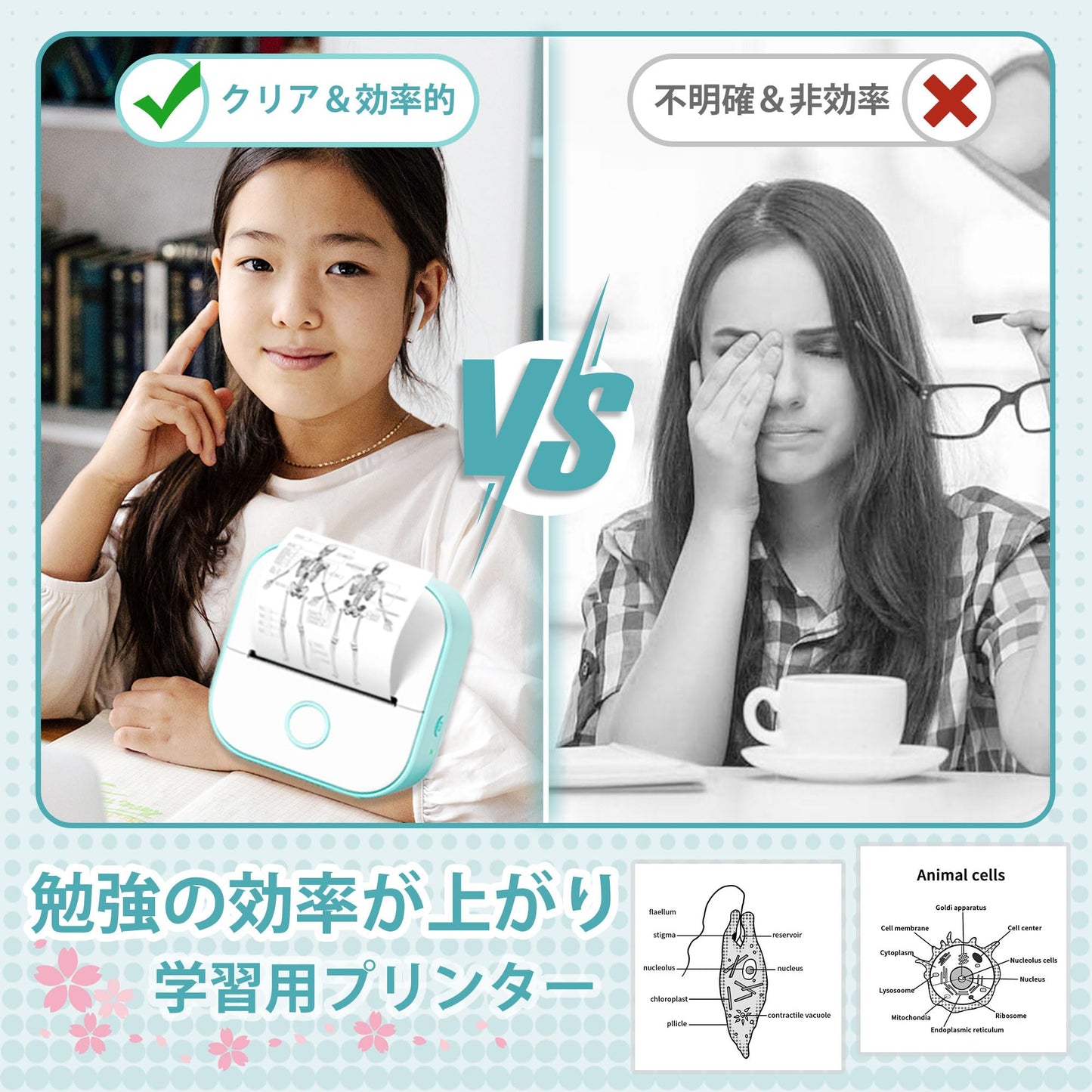 Memoking T02 ミニプリンター サーマルプリンター モバイルプリンター ラベルプリンター スマホ対応 メモプリンター 手帳プリンター 勉強用 プリンター 203dpi スマホ専用 モノクロ 感熱式 フォトプリンター 充電でき ギフト プレゼント葉書 写真 メモ 手帳 リスト 予定表 53mm幅 カラーロール紙3個付 グリンー