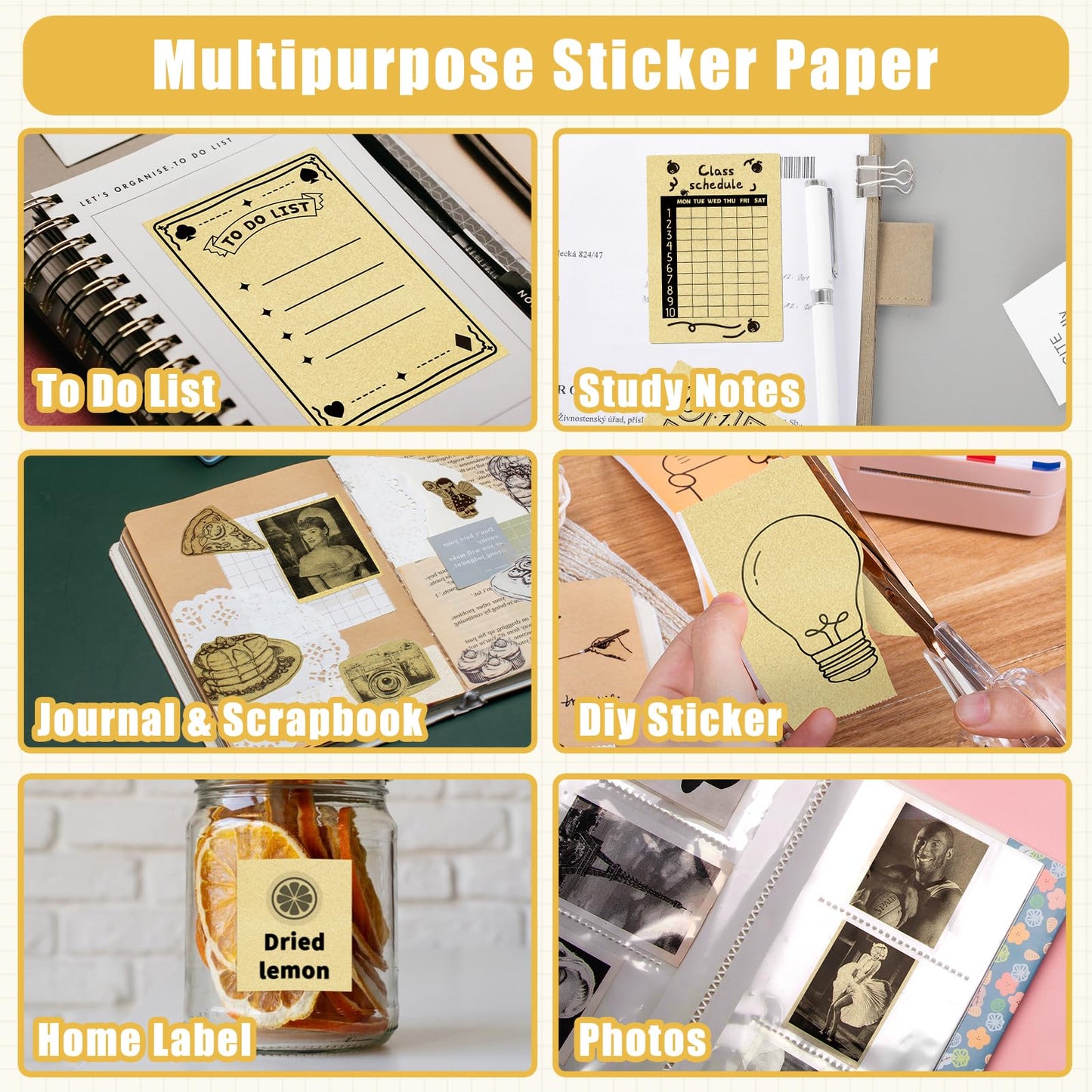 Memoking Gold Thermal Sticker Paper, M02 Printer Paper for Mini Printer M02 M02Pro M02S M03 M03AS M04S M04AS, 50mmx3.5m/Roll, Black on Gold, 3 Rolls, Compatible with Phomemo Printer Paper