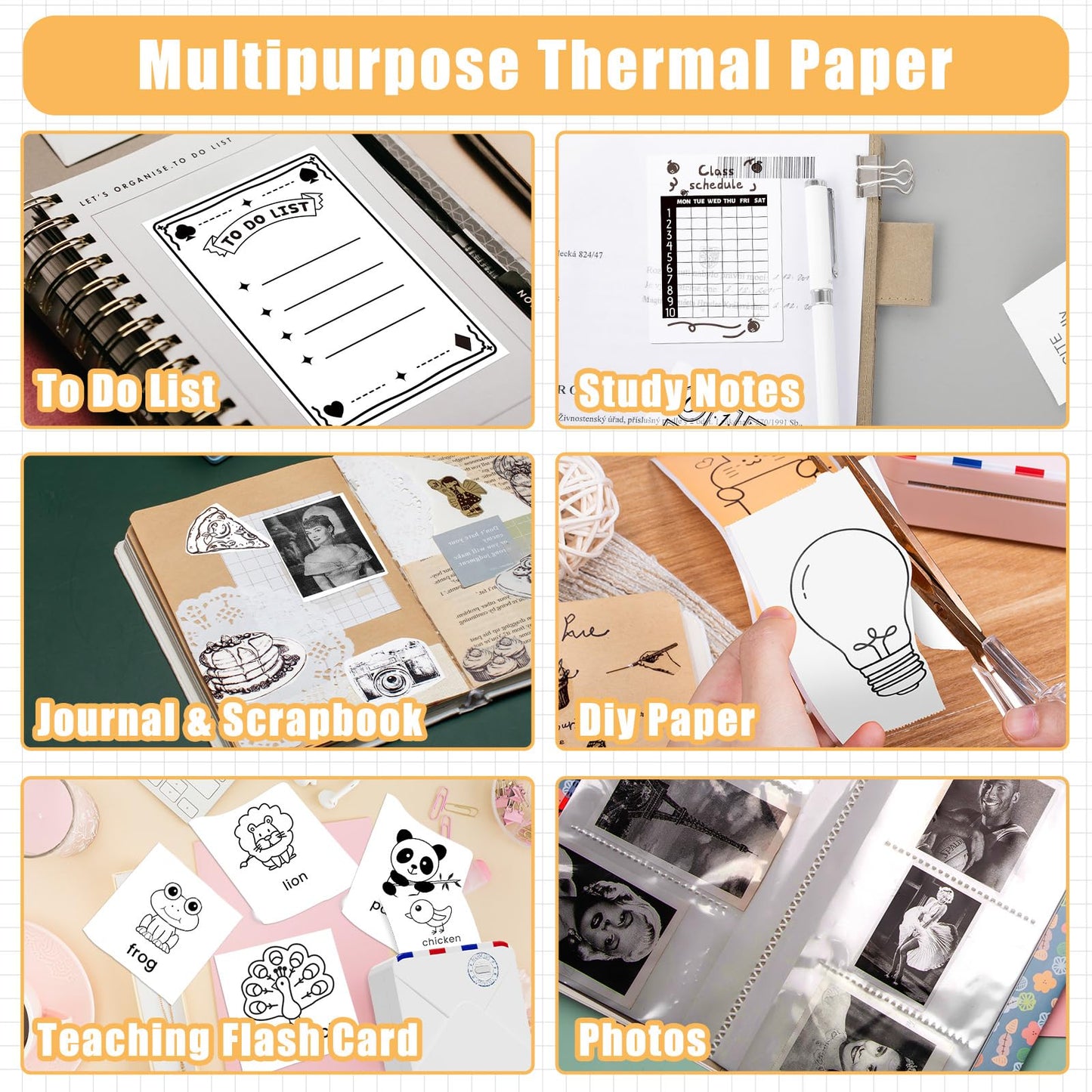 White Thermal Paper, Non-Sticky M02 Paper for T02 M02 M02S M02Pro M03 M04AS Mini Printer, 53mm x 6.5m/Roll, 3 Rolls, Memoking Paper Compatible with Phomemo Printer Paper, Keep for 10 Years