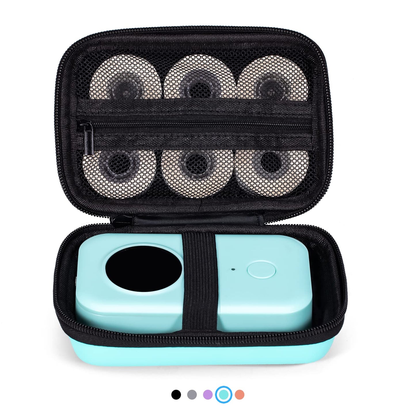 Memoking T02 Hard Storage Case - Compatible with Phomemo D30, SUPVAN E10, NIIMBOT D11, JADENS D110 and More, with Zipper Mesh Pocket, Waterproof Shockproof Case, Green (Only Case)