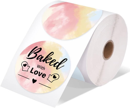 Memoking 3” Color Circle Thermal Label, Self-Adhesive Round Sticker Label, Circular Direct Thermal Printer Label for Logo Design, Name/Price Tag, Thanks Card,Address, QR Code, 500 Labels/Roll,Gradient
