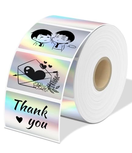 Holographic Thermal Labels 2.25 ''x1.25'' Inch, Thermal Sticker Labels, Self-Adhesive Laser Rainbow Labels Compatible with MUNBYN, Phomemo, all Label printer for Price/Address Tag-500 Labels/Roll