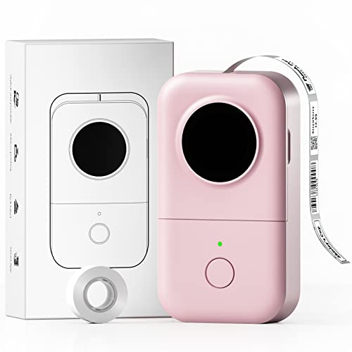 Memoking Label Maker Sticker Printer-D30 1 Press Print Thermal Label Printer Bluetooth Label Sticker Maker, Novice Friendly for Name Price Storage, Compatible with Phomemo D30 iOS Android, Pink