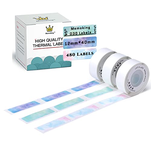 Label Makers Tape - D30 Starry Sky Thermal Labels, Self-Adhesive Sticker Printer Machine Label for Home Office, Compatible with Memoking/Phomemo D30 Label Printer, 12x40mm/0.47x1.57inch, 3 Rolls